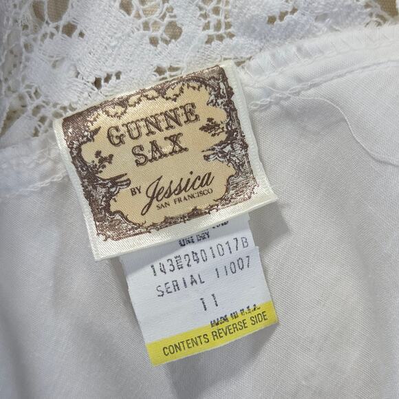 Gunne Sax Vintage 70s White Lace Midi Dress Size 11 M Edwardian Wedding Cotton - Picture 10 of 11